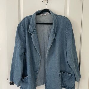 Apparenza Light Blue Jean Jacket Blazer Oversized *missing button* Womens XL